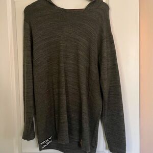 Green Hooded Alpaca Sweater with Relaxed Fit